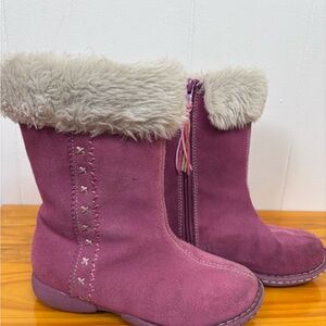 Buster Brown Pink and Cream Winter‎ Boots with Faux Fur Girls Size 12
